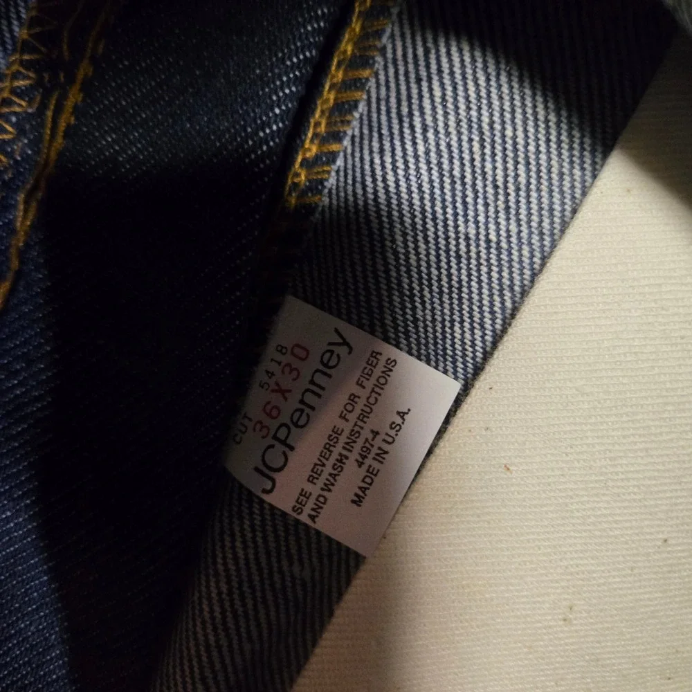 Vintage JC Penny Plain Pockets Boot Cut Jeans Mens 36x30 Blue Denim Raw NWT